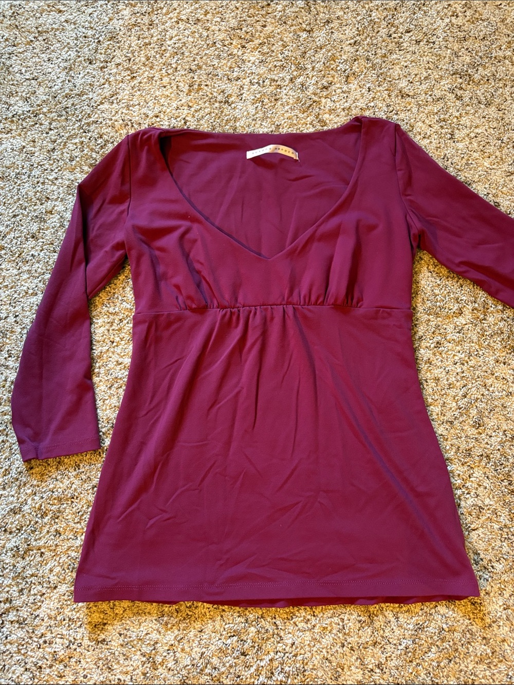 Susana Monaco Women’s Deep Burgundy V-Neck Empire Waist Shirt